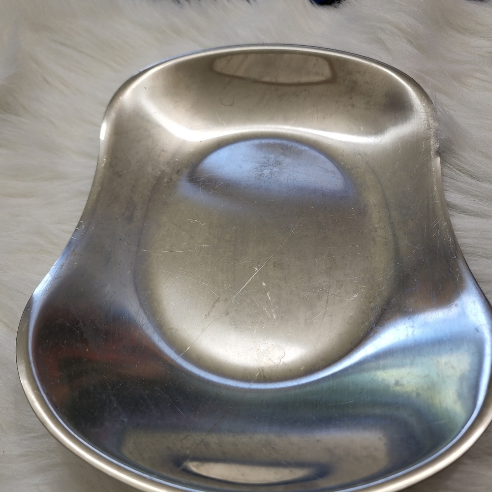 Vintage Cultura Curved Stainless Steel Serving Tray